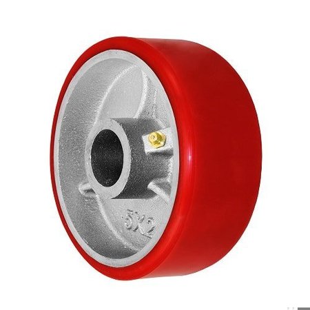 DURASTAR Wheel; 5X2 Polyurethane|Steel (Red|Silver); 1-3/16" Plain Bore 520PU84V